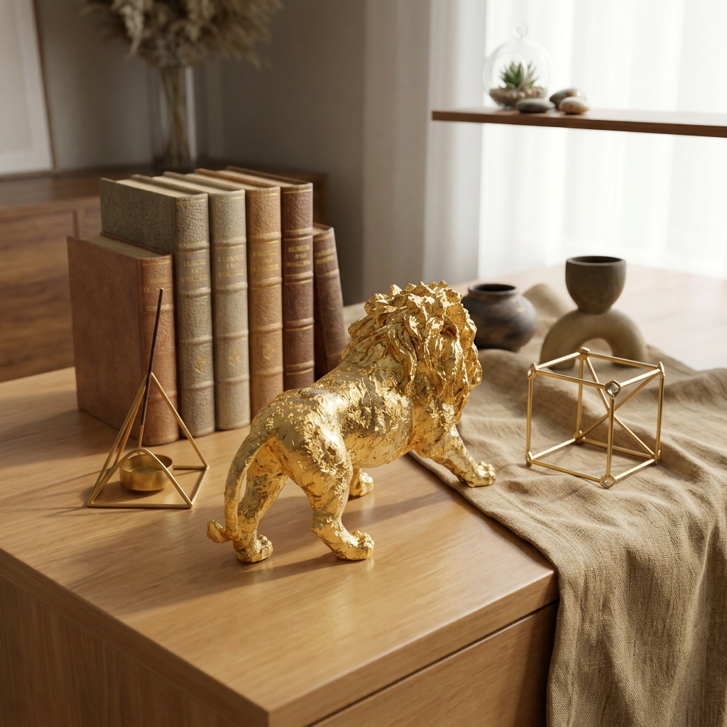 The Golden Foil Lion Sculpture
