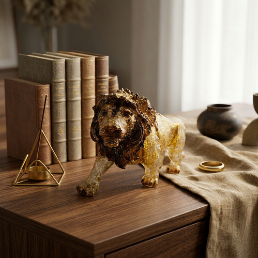 The Golden Foil Lion Sculpture
